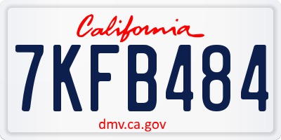 CA license plate 7KFB484
