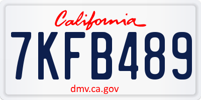 CA license plate 7KFB489