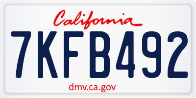 CA license plate 7KFB492