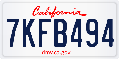 CA license plate 7KFB494