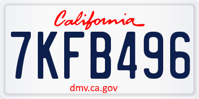 CA license plate 7KFB496