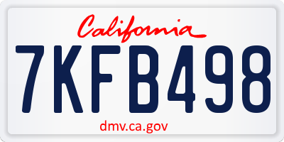 CA license plate 7KFB498