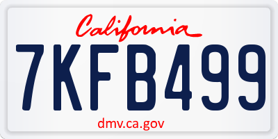 CA license plate 7KFB499