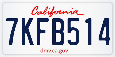 CA license plate 7KFB514