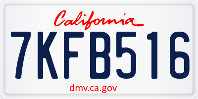 CA license plate 7KFB516