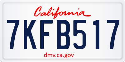 CA license plate 7KFB517