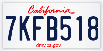 CA license plate 7KFB518