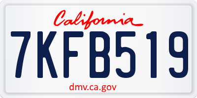 CA license plate 7KFB519