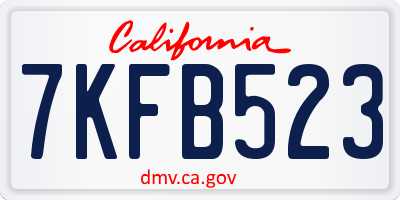 CA license plate 7KFB523