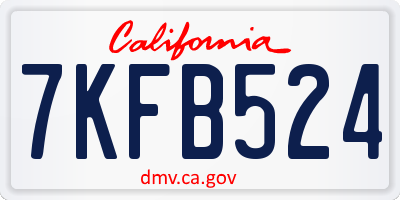 CA license plate 7KFB524