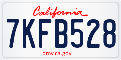 CA license plate 7KFB528