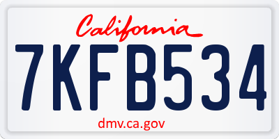 CA license plate 7KFB534