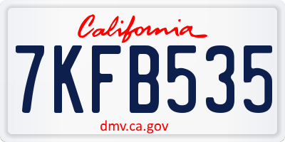 CA license plate 7KFB535