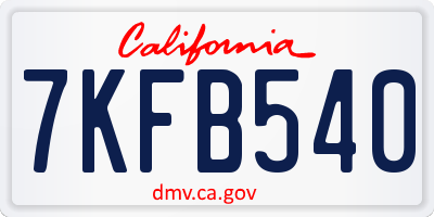 CA license plate 7KFB540