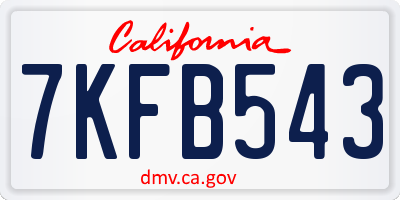 CA license plate 7KFB543