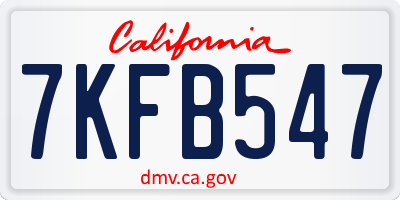 CA license plate 7KFB547