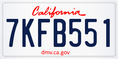 CA license plate 7KFB551