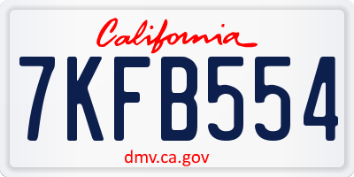 CA license plate 7KFB554