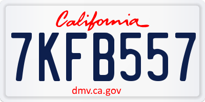CA license plate 7KFB557