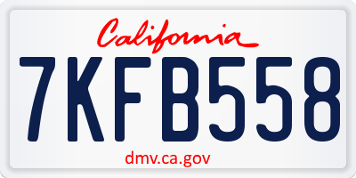 CA license plate 7KFB558