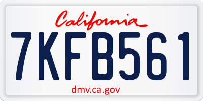 CA license plate 7KFB561