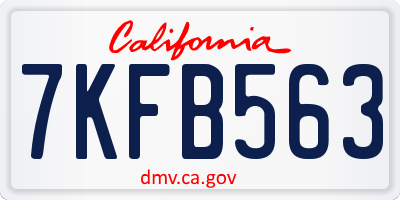 CA license plate 7KFB563