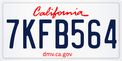 CA license plate 7KFB564
