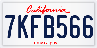 CA license plate 7KFB566