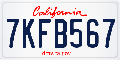 CA license plate 7KFB567