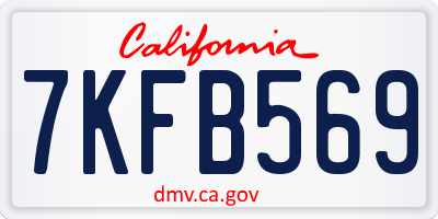 CA license plate 7KFB569