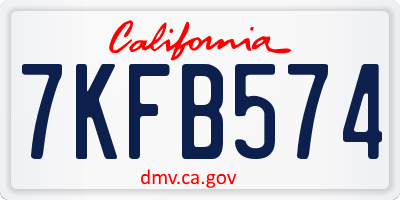 CA license plate 7KFB574