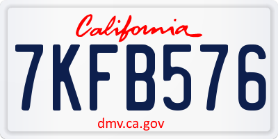 CA license plate 7KFB576