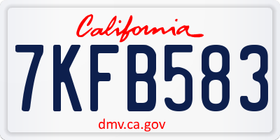 CA license plate 7KFB583