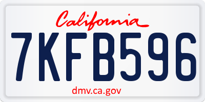 CA license plate 7KFB596