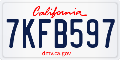 CA license plate 7KFB597