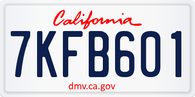 CA license plate 7KFB601