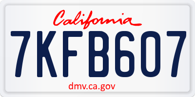 CA license plate 7KFB607