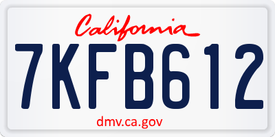 CA license plate 7KFB612