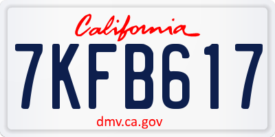CA license plate 7KFB617