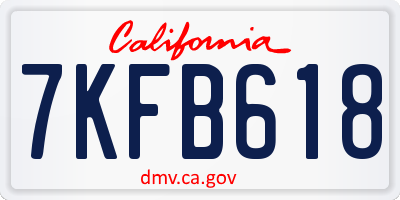 CA license plate 7KFB618
