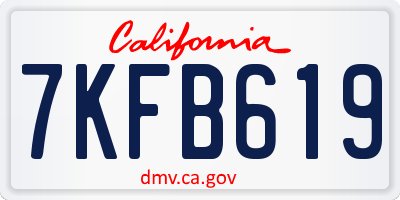 CA license plate 7KFB619