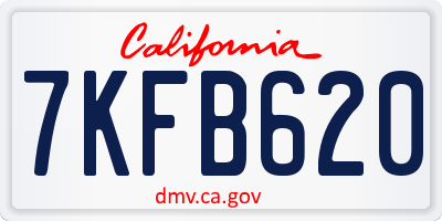 CA license plate 7KFB620