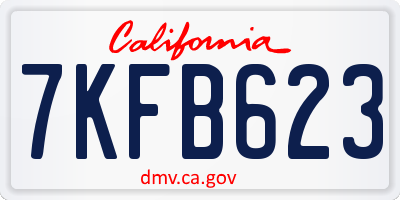 CA license plate 7KFB623