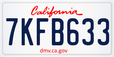CA license plate 7KFB633