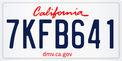 CA license plate 7KFB641