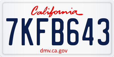 CA license plate 7KFB643