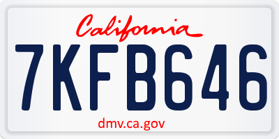 CA license plate 7KFB646