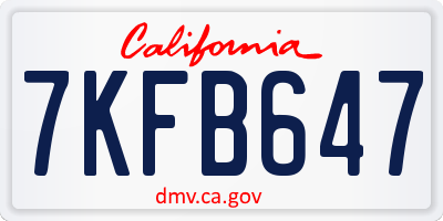 CA license plate 7KFB647
