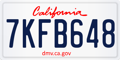 CA license plate 7KFB648