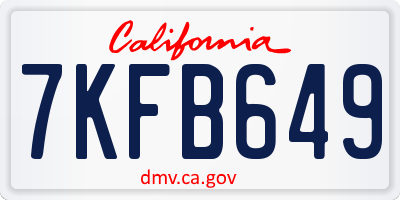 CA license plate 7KFB649